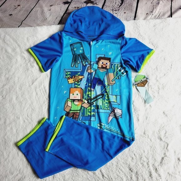 Boys' Minecraft Caves and Cliffs Pajama Romper, 3KIDN-AB - Picture 3 of 4